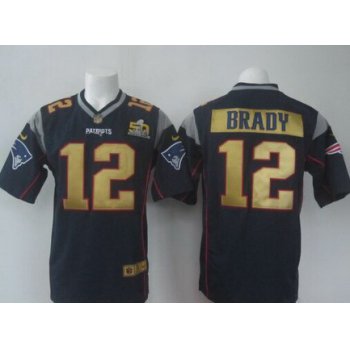 Men's New England Patriots #12 Tom Brady Navy Blue Super Bowl 50th Anniversary 2016 NFL Nike Elite Jersey