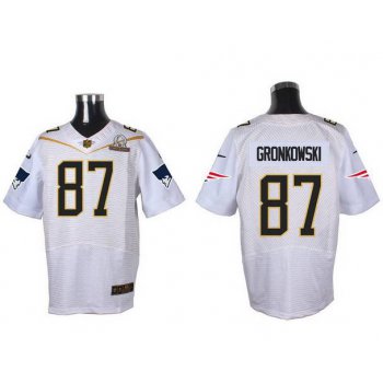 Men's New England Patriots #87 Rob Gronkowski White 2016 Pro Bowl Nike Elite Jersey