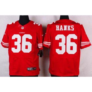 Men's San Francisco 49ers #36 Merton Hanks Scarlet Red Retired Player NFL Nike Elite Jersey