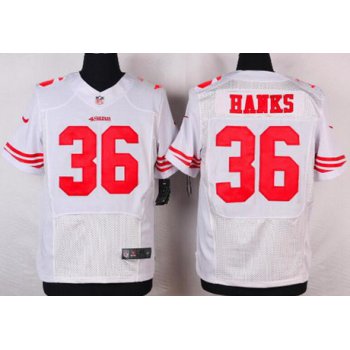 Men's San Francisco 49ers #36 Merton Hanks White Retired Player NFL Nike Elite Jersey