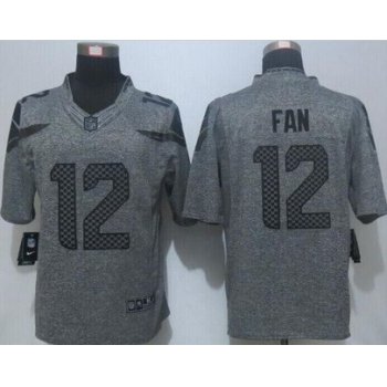 Men's Seattle Seahawks #12 Fan Nike Gray Gridiron 2015 NFL Gray Limited Jersey