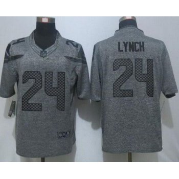 Men's Seattle Seahawks #24 Marshawn Lynch Nike Gray Gridiron 2015 NFL Gray Limited Jersey