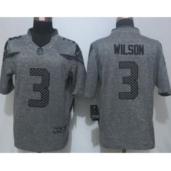 Men's Seattle Seahawks #3 Russell Wilson Nike Gray Gridiron 2015 NFL Gray Limited Jersey