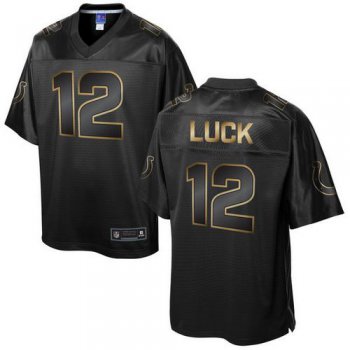 Nike Colts #12 Andrew Luck Pro Line Black Gold Collection Men's Stitched NFL Game Jersey
