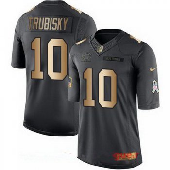 Men's 2017 NFL Draft Chicago Bears #10 Mitchell Trubisky Anthracite Gold 2016 Salute To Service Stitched NFL Nike Limited Jersey