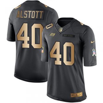 Nike Tampa Bay Buccaneers #40 Mike Alstott Black Men's Stitched NFL Limited Gold Salute To Service Jersey