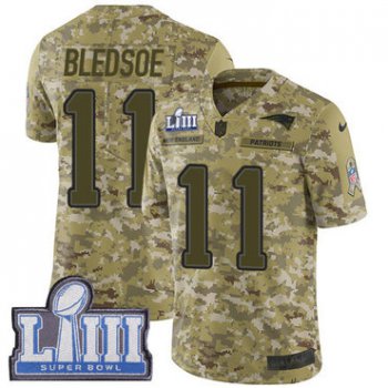 #11 Limited Drew Bledsoe Camo Nike NFL Men's Jersey New England Patriots 2018 Salute to Service Super Bowl LIII Bound