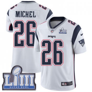 #26 Limited Sony Michel White Nike NFL Road Men's Jersey New England Patriots Vapor Untouchable Super Bowl LIII Bound