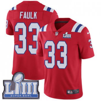 #33 Limited Kevin Faulk Red Nike NFL Alternate Men's Jersey New England Patriots Vapor Untouchable Super Bowl LIII Bound