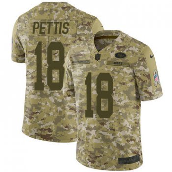 Nike 49ers #18 Dante Pettis Camo Men's Stitched NFL Limited 2018 Salute To Service Jersey