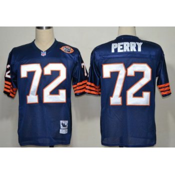 Chicago Bears #72 William Perry Blue Throwback With Bear Patch Jersey