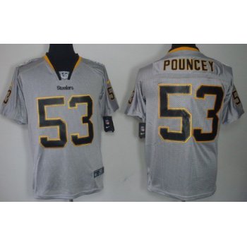 Nike Pittsburgh Steelers #53 Maurkice Pouncey Lights Out Gray Elite Jersey