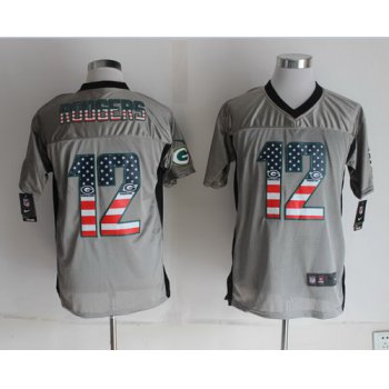 Nike Green Bay Packers #12 Aaron Rodgers 2014 USA Flag Fashion Gray Elite Jersey