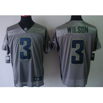 Nike Seattle Seahawks #3 Russell Wilson Gray Shadow Elite Jersey