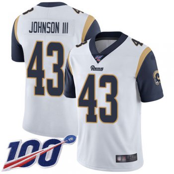 Rams #43 John Johnson III White Men's Stitched Football 100th Season Vapor Limited Jersey