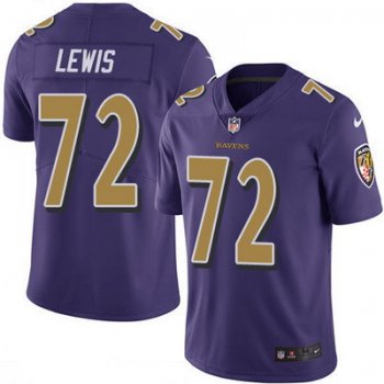 Men's Baltimore Ravens #72 Alex Lewis Purple 2016 Color Rush Stitched NFL Nike Limited Jersey
