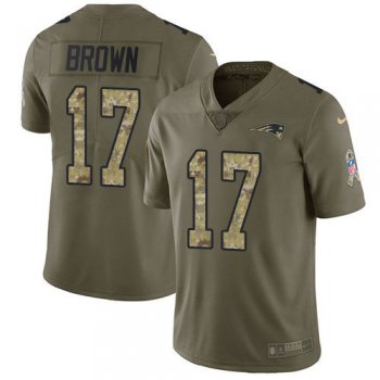 Nike Patriots #17 Antonio Brown Olive Camo Men's Stitched NFL Limited 2017 Salute To Service Jersey