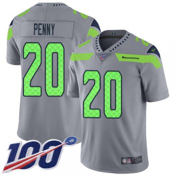 Nike Seahawks #20 Rashaad Penny Gray Men's Stitched NFL Limited Inverted Legend 100th Season Jersey