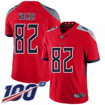 Nike Titans #82 Delanie Walker Red Men's Stitched NFL Limited Inverted Legend 100th Season Jersey
