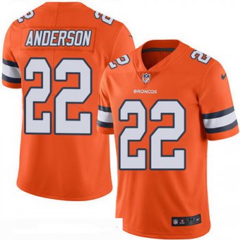 Men's Denver Broncos #22 C. J. Anderson Orange 2016 Color Rush Stitched NFL Nike Limited Jersey