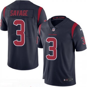 Men's Houston Texans #3 Tom Savage Navy Blue 2016 Color Rush Stitched NFL Nike Limited Jersey