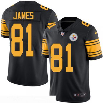 Men's Pittsburgh Steelers #81 Jesse James Black 2016 Color Rush Stitched NFL Nike Limited Jersey
