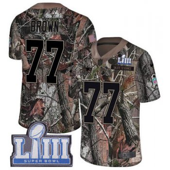 #77 Limited Trent Brown Camo Nike NFL Men's Jersey New England Patriots Rush Realtree Super Bowl LIII Bound