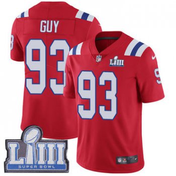 #93 Limited Lawrence Guy Red Nike NFL Alternate Men's Jersey New England Patriots Vapor Untouchable Super Bowl LIII Bound