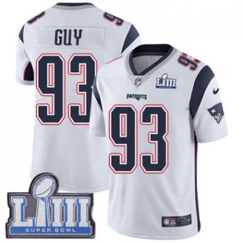 #93 Limited Lawrence Guy White Nike NFL Road Men's Jersey New England Patriots Vapor Untouchable Super Bowl LIII Bound