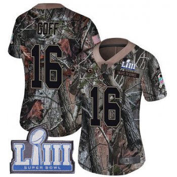 Women's Los Angeles Rams #16 Jared Goff Camo Nike NFL Rush Realtree Super Bowl LIII Bound Limited Jersey