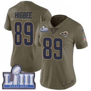 Women's Los Angeles Rams #89 Tyler Higbee Olive Nike NFL 2017 Salute to Service Super Bowl LIII Bound Limited Jersey