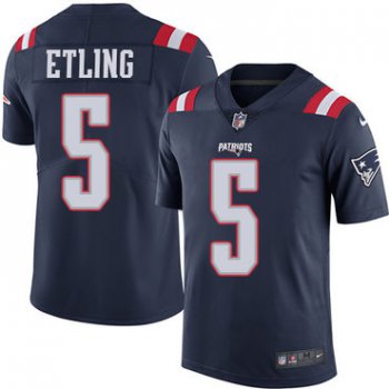 Men's Nike New England Patriots #5 Danny Etling Navy Blue Vapor Untouchable Limited Jersey