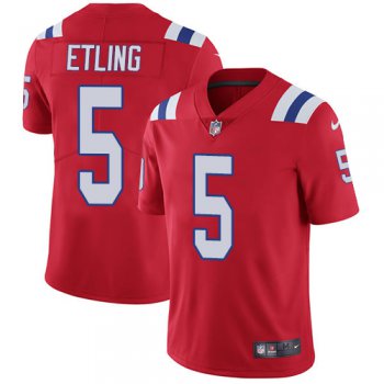 Men's Nike New England Patriots #5 Danny Etling Red Alternate Vapor Untouchable Limited Jersey