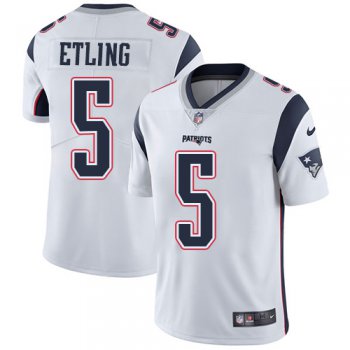 Men's Nike New England Patriots #5 Danny Etling White Road Vapor Untouchable Limited Jersey