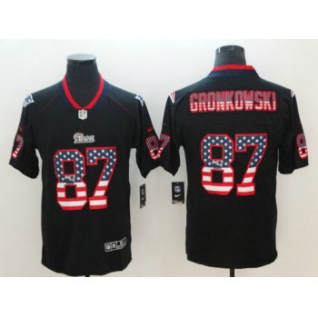 Nike New England Patriots #87 Rob Gronkowski Black USA Flag Fashion Color Rush Limited Jersey