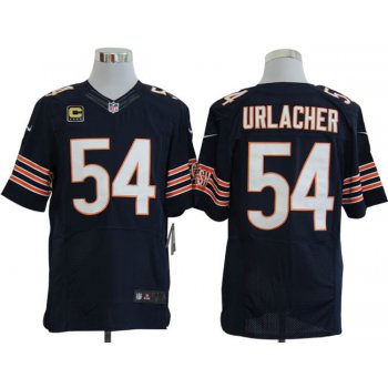 Size 60 4XL-Brian Urlacher Chicago Bears #54 C Patch Blue Stitched Nike Elite NFL Jerseys