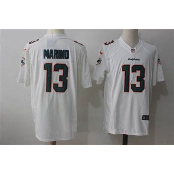 Men's Miami Dolphins #13 Dan Marino Retired White Road Stitched NFL Nike Game Jersey