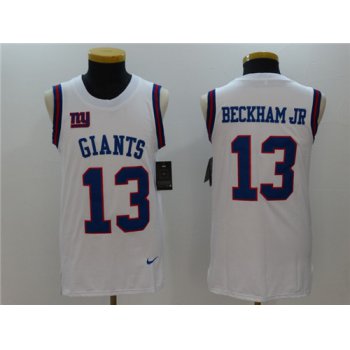 Men's New York Giants #13 Odell Beckham Jr White Color Rush 2017 Vest Stitched NFL Nike Tank Top Jersey