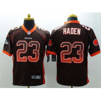 Men's Cleveland Browns #23 Joe Haden Nike Drift Fashion Brown Elite Jersey