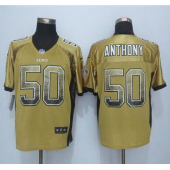 Men's New Orleans Saints #50 Stephone Anthony Nike Drift Fashion Gold Elite Jersey