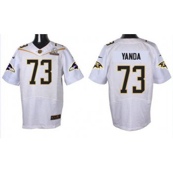 Men's Baltimore Ravens #73 Marshal Yanda White 2016 Pro Bowl Nike Elite Jersey