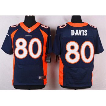 Men's Denver Broncos #80 Vernon Davis Navy Blue Alternate NFL Nike Elite Jersey