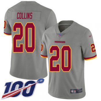 Nike Redskins #20 Landon Collins Gray Men's Stitched NFL Limited Inverted Legend 100th Season Jersey