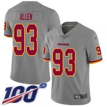 Nike Redskins #93 Jonathan Allen Gray Men's Stitched NFL Limited Inverted Legend 100th Season Jersey