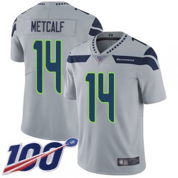 Nike Seahawks #14 D.K. Metcalf Grey Alternate Men's Stitched NFL 100th Season Vapor Limited Jersey