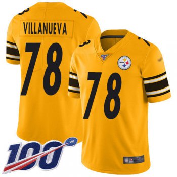 Nike Steelers #78 Alejandro Villanueva Gold Men's Stitched NFL Limited Inverted Legend 100th Season Jersey