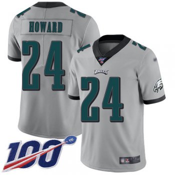 Nike Eagles #24 Jordan Howard Silver Men's Stitched NFL Limited Inverted Legend 100th Season Jersey