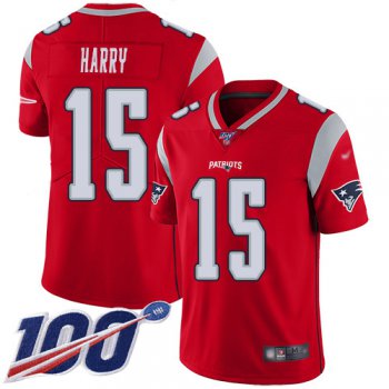 Nike Patriots #15 N'Keal Harry Red Men's Stitched NFL Limited Inverted Legend 100th Season Jersey