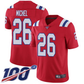Nike Patriots #26 Sony Michel Red Alternate Men's Stitched NFL 100th Season Vapor Limited Jersey