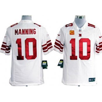 Nike New York Giants #10 Eli Manning White C Patch Game Jersey